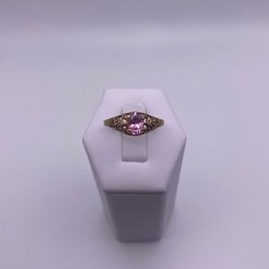 10k yellow gold pink topaz ring